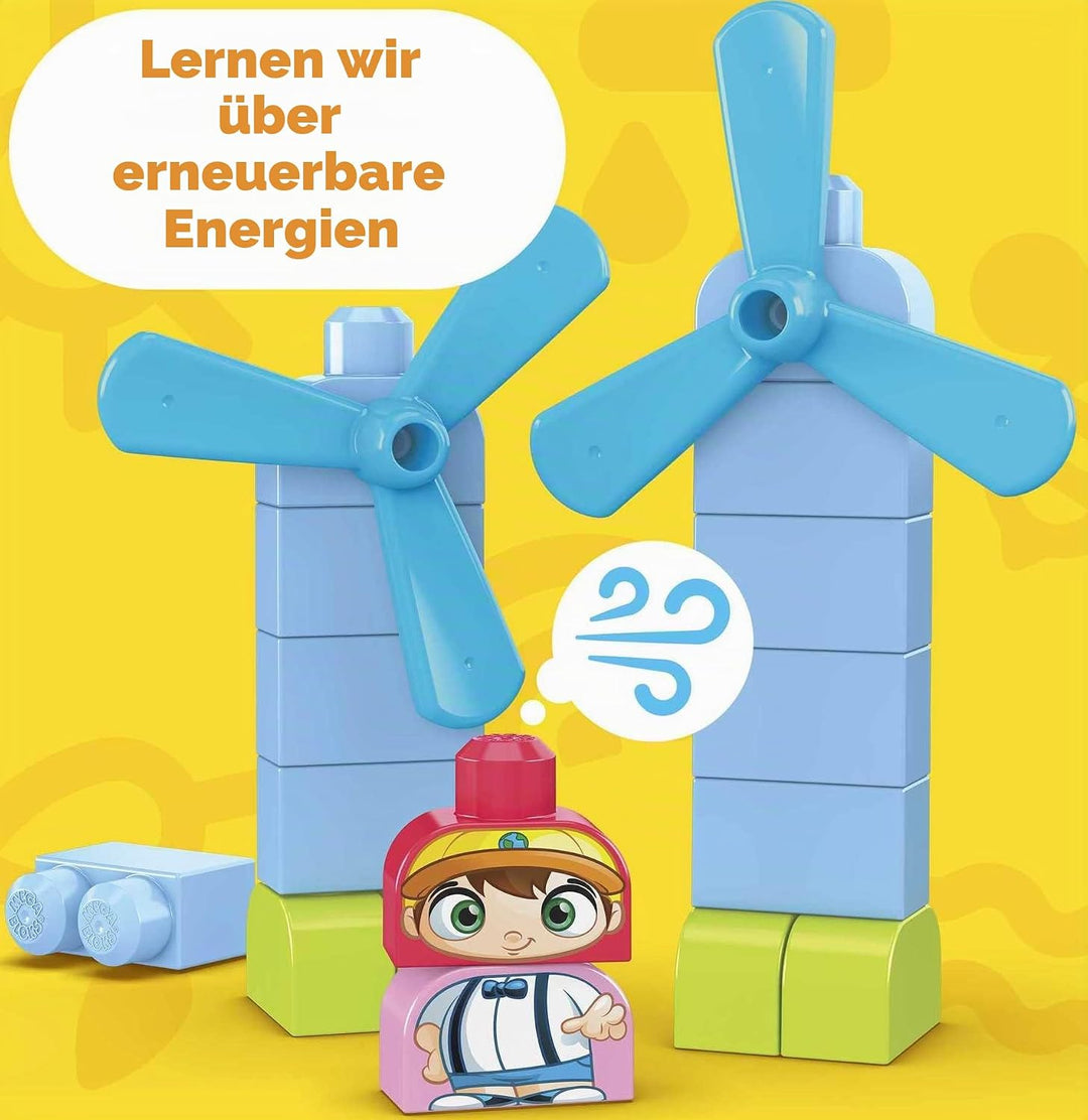 MEGA HCG36 Bloks Grüne Stadt Bauen &amp; Lernen Öko-Haus-Bausatz, 92 grosse Bausteine 2 Figuren, 2 Fahrr