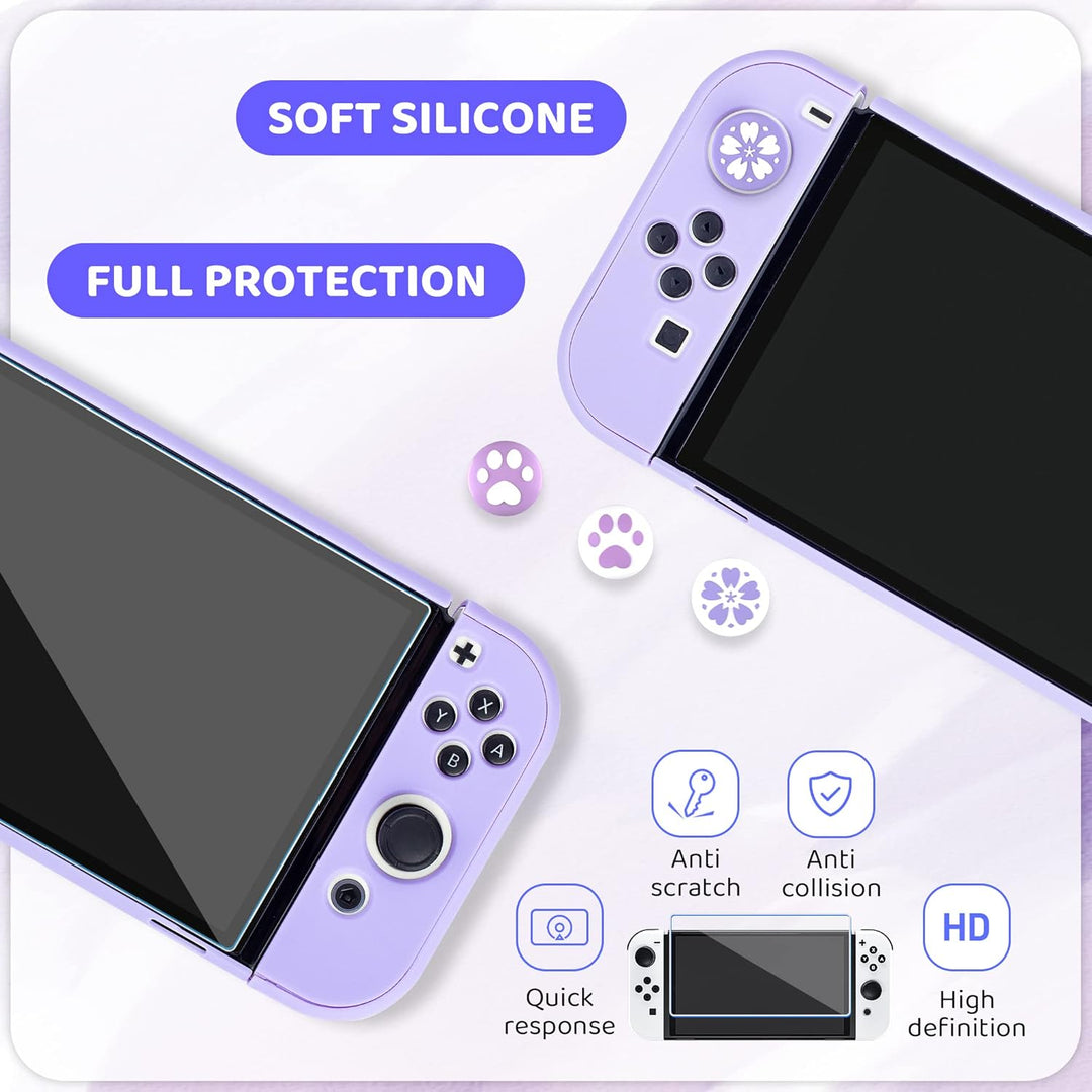 RHOTALL Sakura Embossing Cute Carrying Case Set für Nintendo Switch OLED, Zubehörpaket für Switch OL