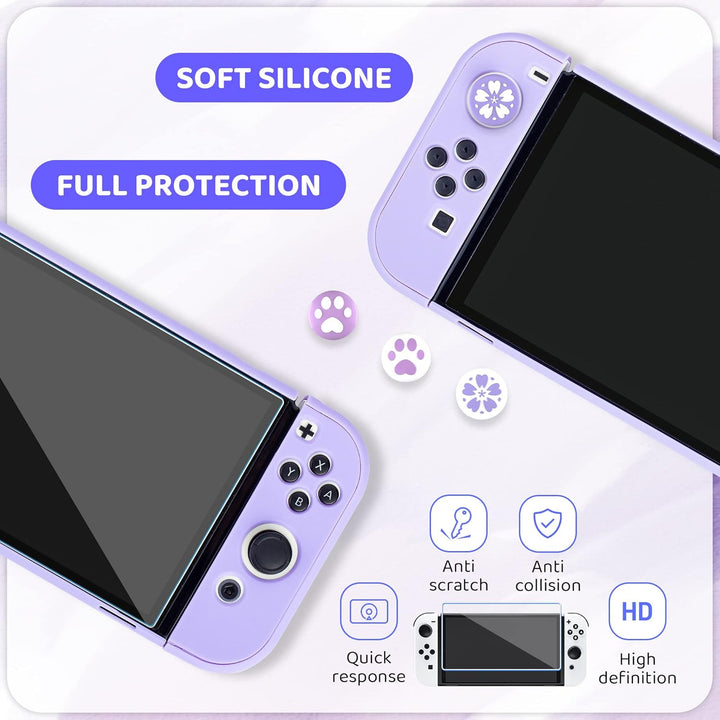 RHOTALL Sakura Embossing Cute Carrying Case Set für Nintendo Switch OLED, Zubehörpaket für Switch OL