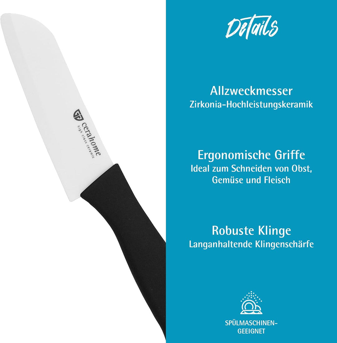 GRÄWE Santoku - Keramikmesser 12 cm Klinge, Serie CERAHOME