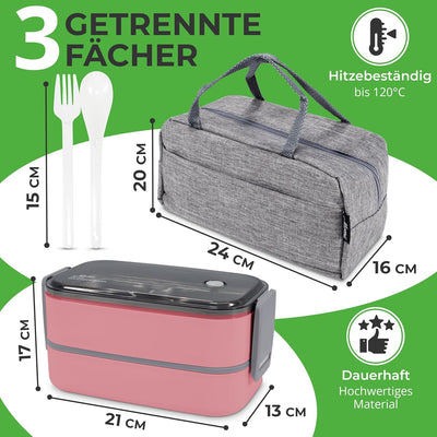 Premium Lunchbox Erwachsene und Kinder inkl. Tragetasche und Besteck Bento box Edelstahl Brotdose Ki