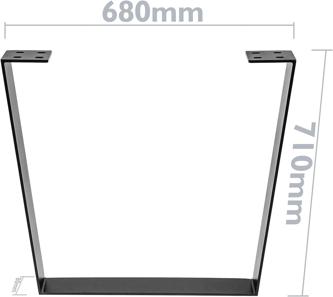 PrimeMatik - Tischbeine rechteckig aus Stahl 700 x 80 x 710 mm 2-Pack