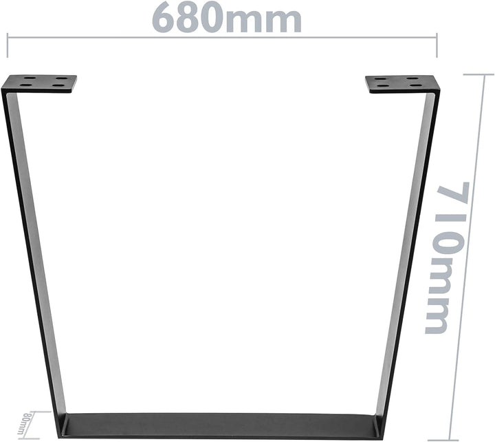 PrimeMatik - Tischbeine rechteckig aus Stahl 700 x 80 x 710 mm 2-Pack