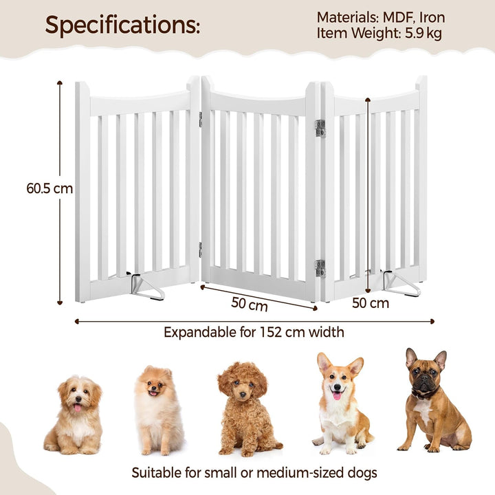 Yaheetech Absperrgitter Hund Schutzgitter, HxB: 60,5 x 151,5 cm, Treppengitter mit 2 Stützfüssen, Fa