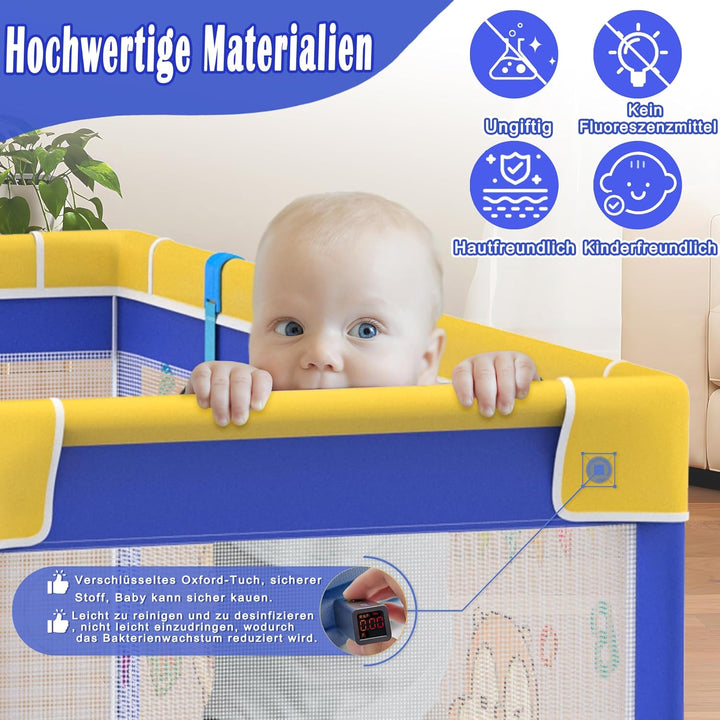 Aufun Laufstall Baby Laufgitter 300D Oxford Gewebe, mit Anti-Kollision Schaum Absperrgitter, atmungs