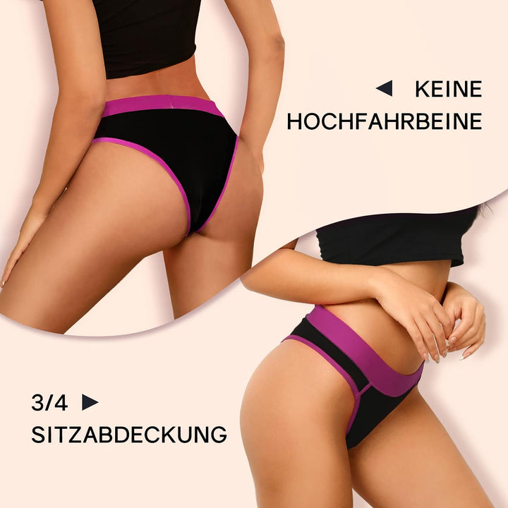 PHOLEEY 5er Pack Slips Damen Baumwolle Unterhosen Unterwäsche Frauen Atmungsaktiv Weich Bequem Slip