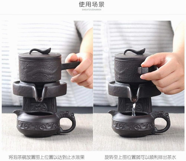 Chinesisches Gongfu-Tee-Geschenk-Set, automatisches Steinmühlen-Design, handgefertigte Keramik-Teeka