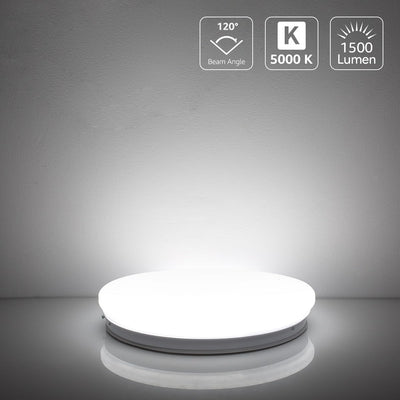 LE Deckenlampe 22W, LED Deckenleuchte Bad 1500LM Ø30cm 5000K für Badezimmer Flur Küche Wohnzimmer Sc