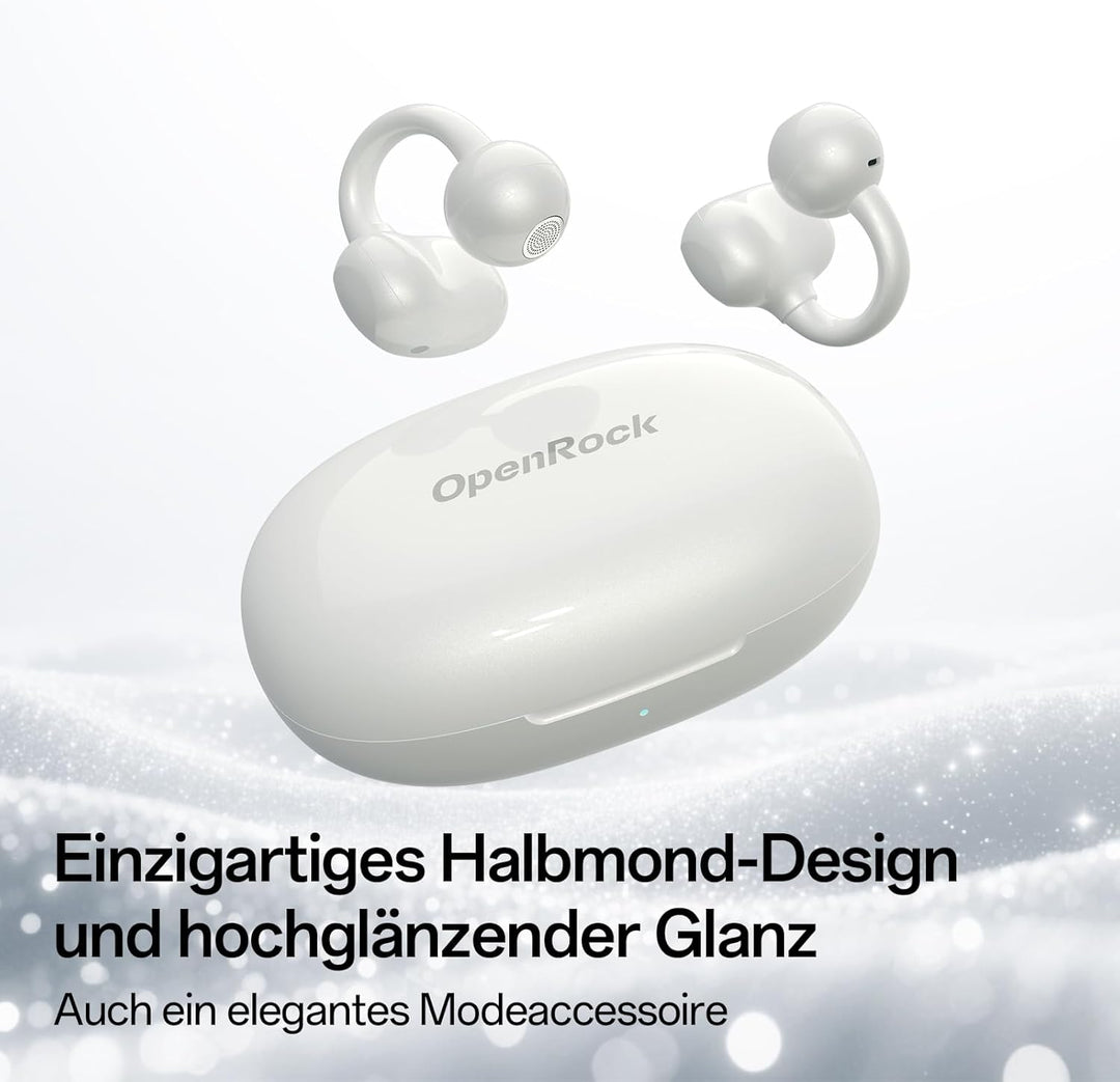 OpenRock E Open-Ear Kopfhörer Kabellos- Clip-On Ohrhörer - 4G Leichtgewicht - Bluetooth 6.0 - Starke