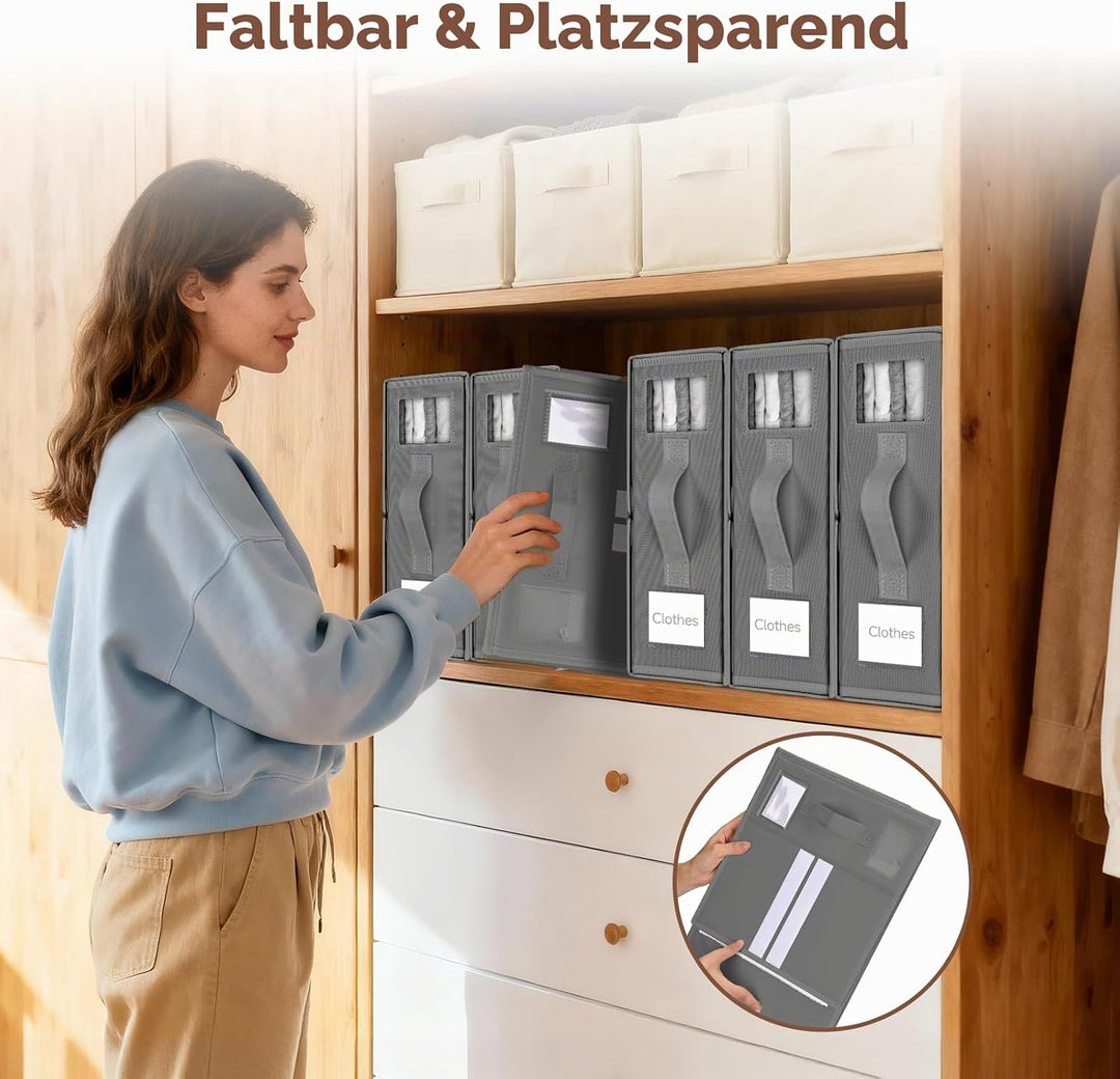 4 Stück Bettwäsche Organizer Mit Sichtfenster Und Etikett, Linen Bed Sheet Organiser Box, Faltbarer