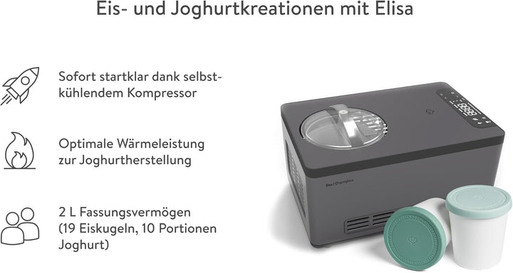 SPRINGLANE Eismaschine & Joghurtbereiter Elisa 2,0 L, selbstkühlendem Kompressor 220 W inkl. Aufbewa