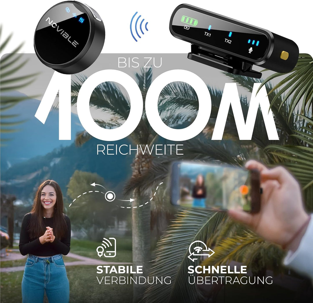 Kabelloses Lavalier Mikrofon für iPhone, Android, Kamera & PC - Kristallklarer Klang, Geräuschunterd
