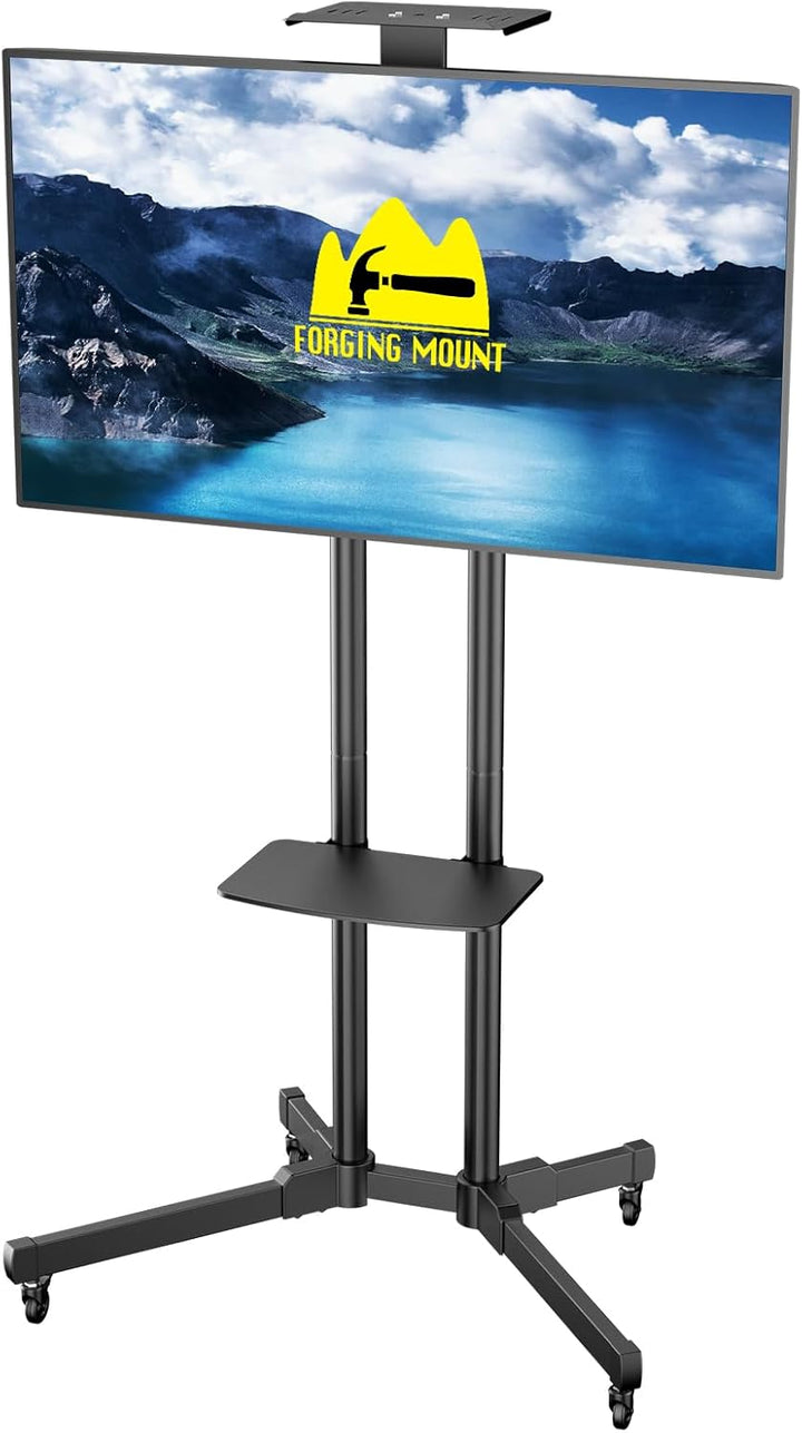 FORGING MOUNT TV Ständer Rollbar für 32-75 Zoll TVs bis zu 50kg, Doppelstützen-Design, Mobiler TV St