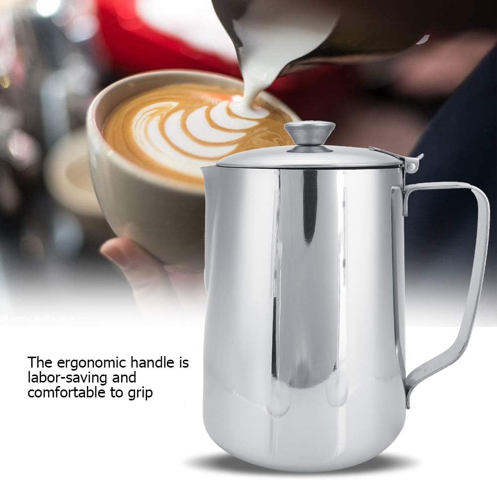 MAGT Milchkännchen mit Deckel, Edelstahl Milchkanne 1000ml Milchschaumkännchen Kaffeetasse Milchbehä