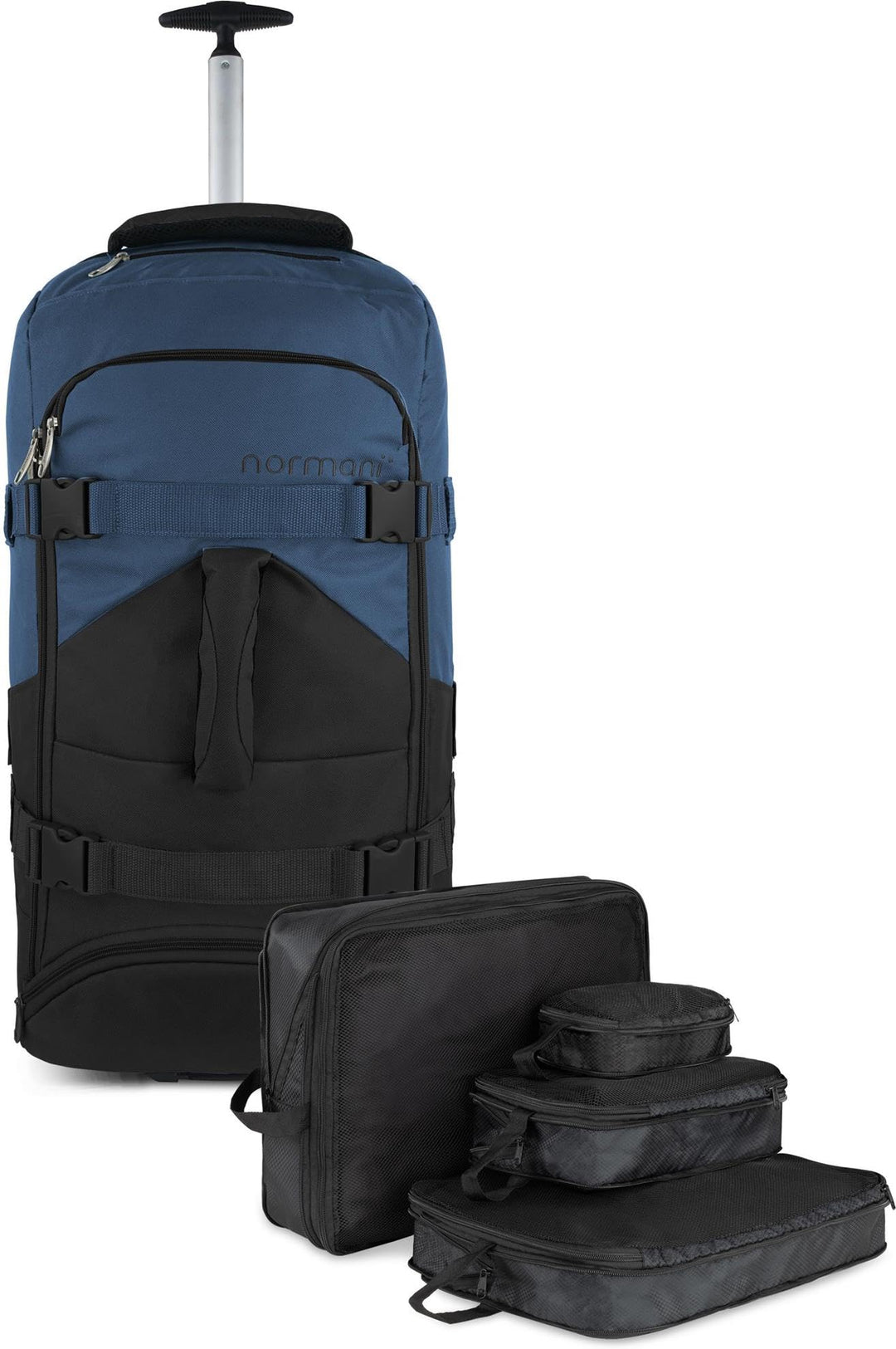 normani Reisetasche mit Rollen und Rucksackfunktion 60 L Reisetrolley Rucksack mit Rollen mit 4 Klei