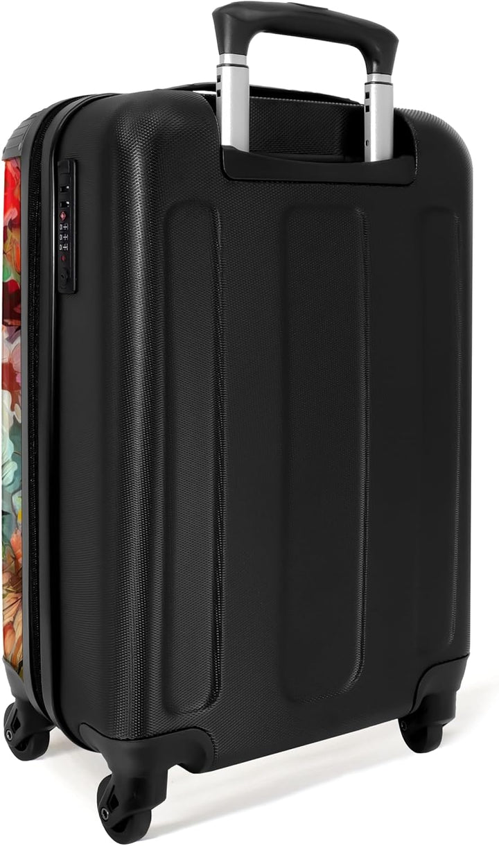 NoBoringSuitcases.com® Koffer Handgepäck Trolley Rollkoffer Kleine Reisekoffer mit 4 Rollen - Blumen