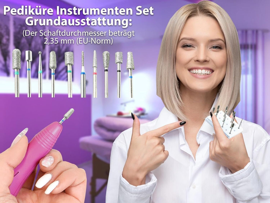 Elektrische Nagelfeile Kombi-Fusspflegegerät für Maniküre und Pediküre Set-Angebot mit Profi Diamant
