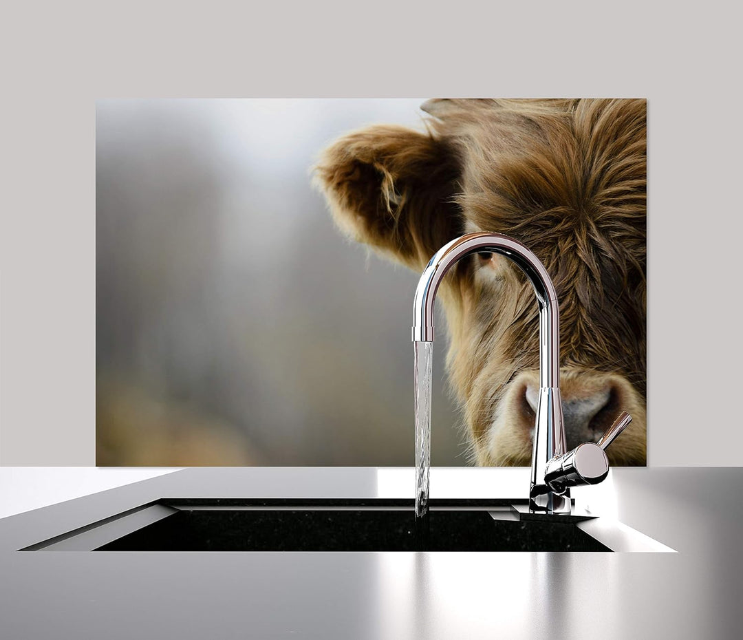Cuadros Lifestyle Küchen Spritzschutz „Kuh“ 60x40 cm | Küchenrückwand | Alu-DiBond | Fliesenschutz f