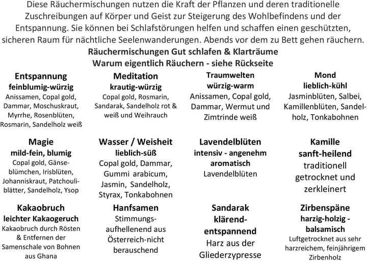 Räucherbox Geschenkbox mit 12 Sorten Räuchermischungen Gut schlafen & Klarträume, 14 x 10 x 4 cm, Gu