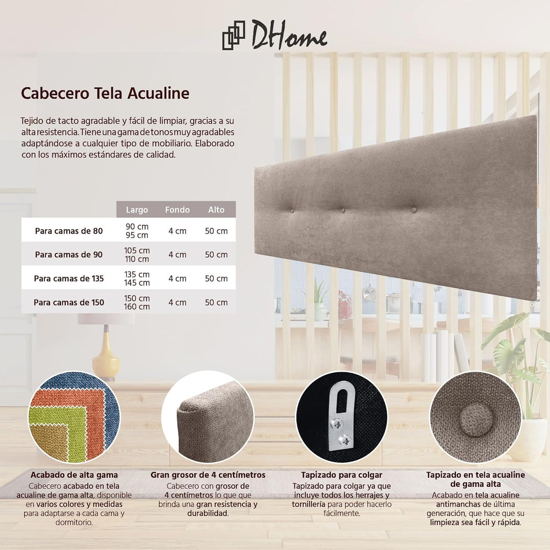 DHOME Kunstleder oder Acualine Stoff Kopfteil einfarbig mit Knöpfen gepolstert HIGH Range Luxus Bett