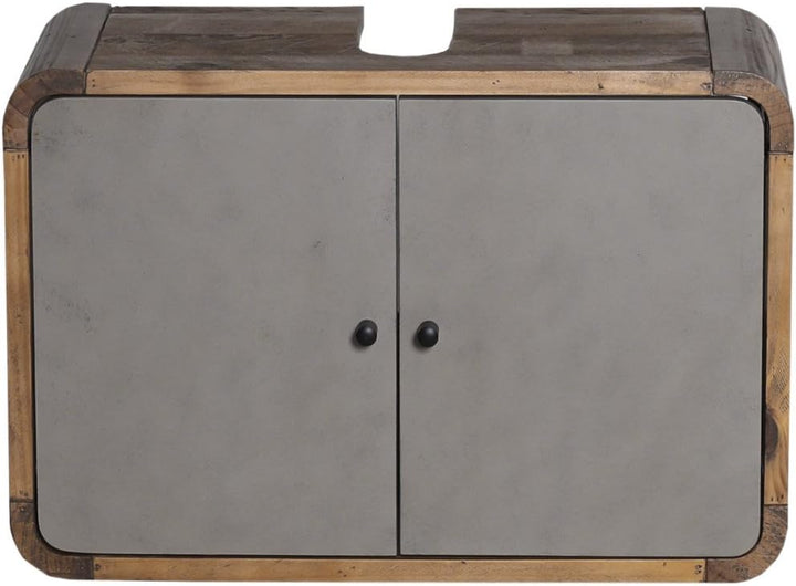 Woodkings® Waschbeckenunterschrank Dingle Holz Pinie rustikal und MDF Betonoptik grau Badezimmermöbe