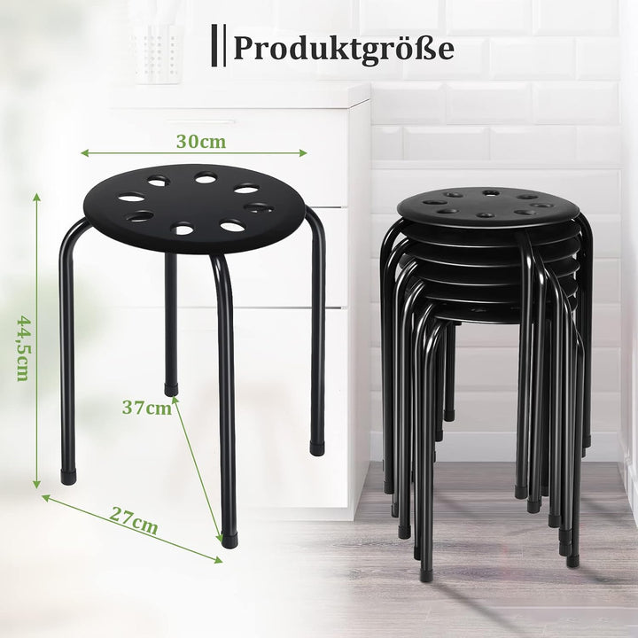 COSTWAY Stapelhocker 6er Set, stapelbare Metallhocker, Esszimmerhocker, Hocker für Zuhause, Büro, Kl