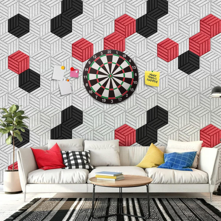 Hexagon Akustikplatten selbstklebend 12 Stück I Schallabsorber Schallschutz mit hoher Dichte für Wan
