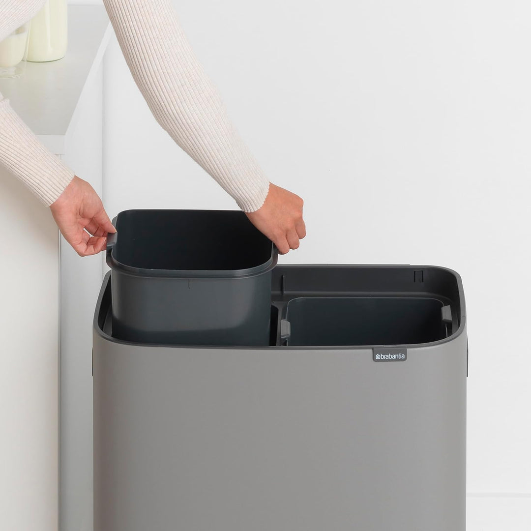 Brabantia 221460 Bo Touch Bin – 2 x 30 Liter Inneneimer (Mineralbeton grau) Abfalleimer / Recycling