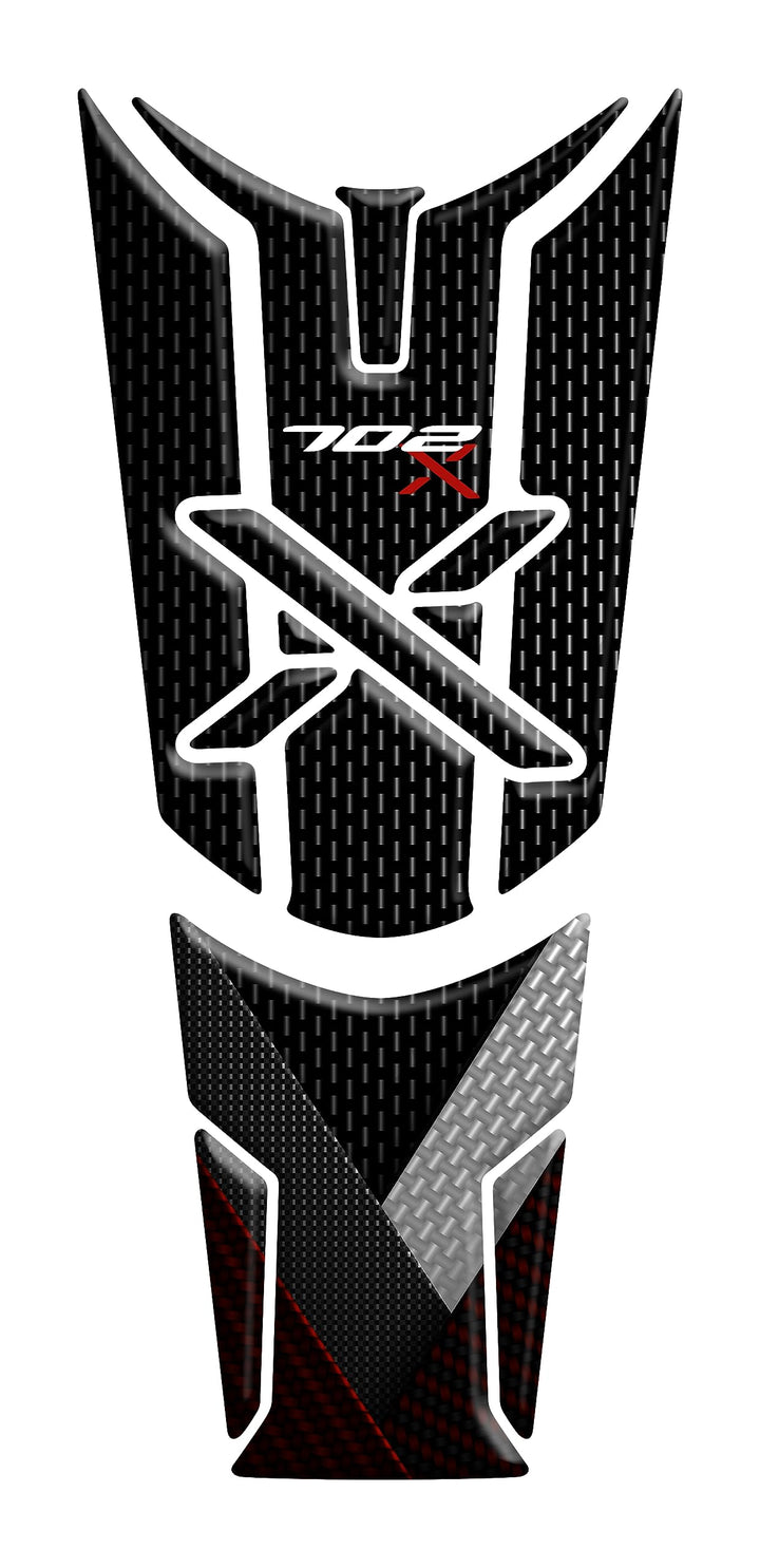 Tankpad mit 3D-Effekt, Kunstharz, kompatibel mit Benelli TRK 702 x 2023 (Weiss/Rot) Weiss / Rot, Wei