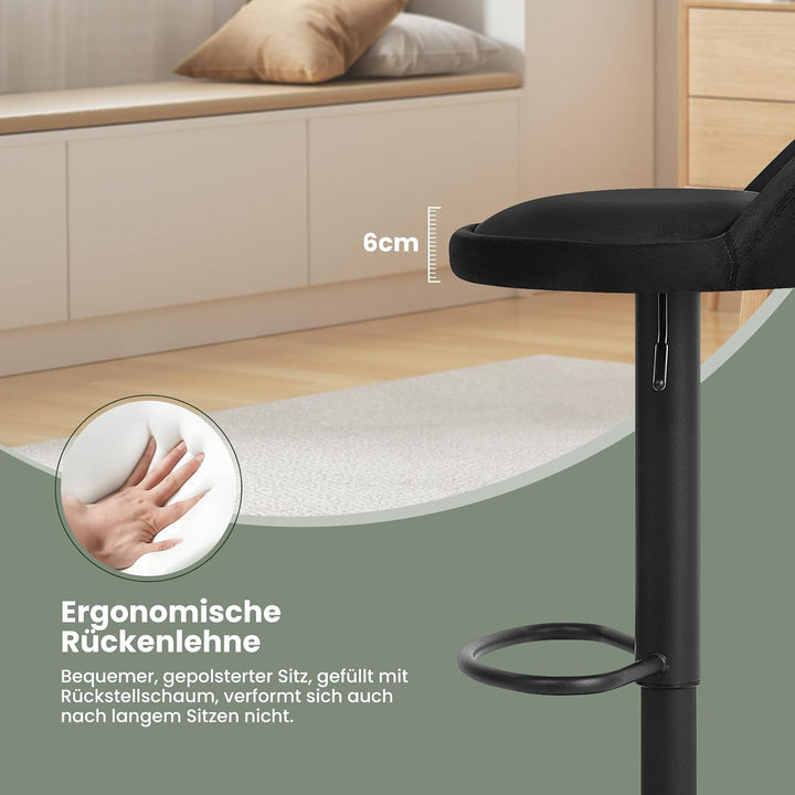 EUGAD Barhocker 4er Set 360° Drehstuhl Barstuhl mit Rückenlehne Fussstütze 120kg belastbar höhenvers