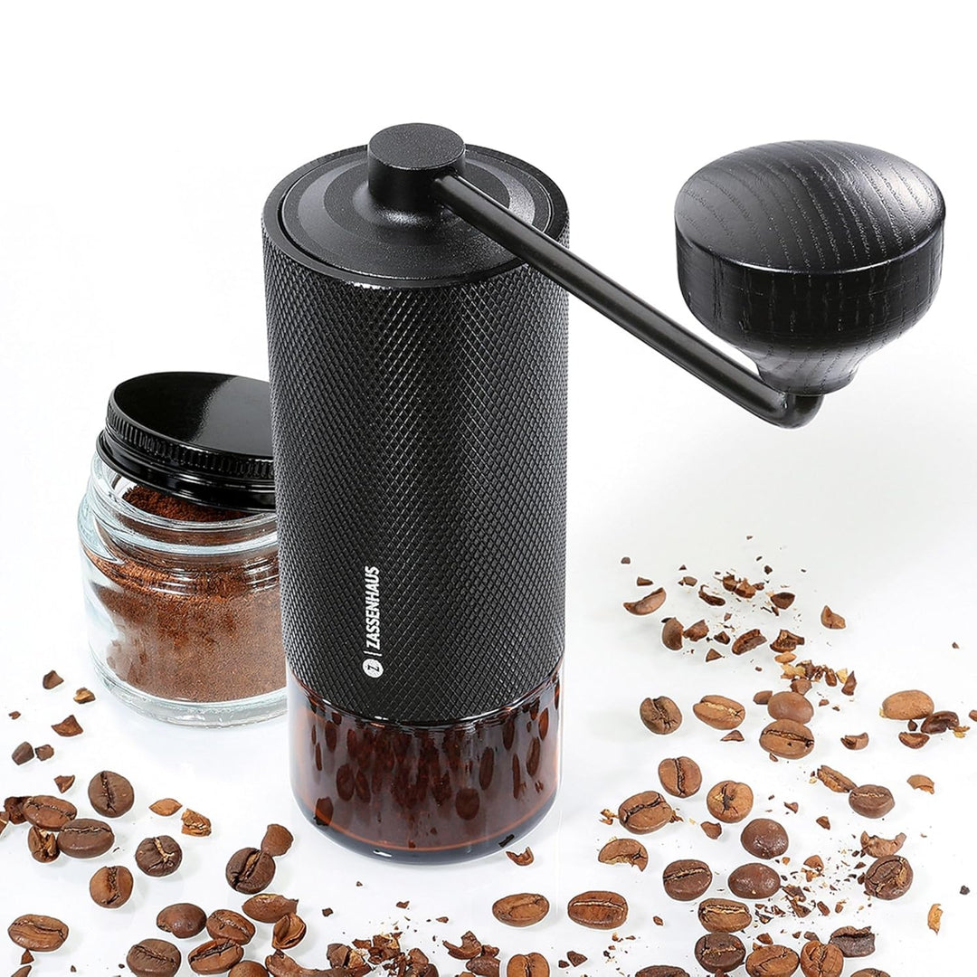 Zassenhaus manuelle Kaffeemühle BARISTA 2.0, Espressomühle, CNC gefrästes Edelstahlmahlwerk, Stufenl