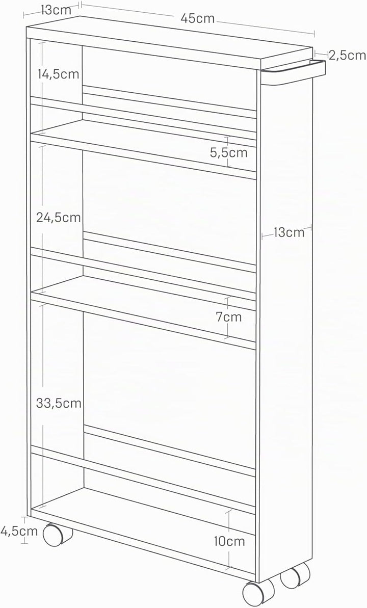 Yamazaki 3628 TOWER Nischenwagen mit Griff, schwarz, Stahl/Holz, Minimalistisches Design Schwarz Sin