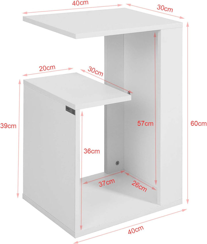 SoBuy FBT69-W Beistelltisch mit 3 Ablagen Couchtisch Kaffeetisch Sofatisch weiss BHT