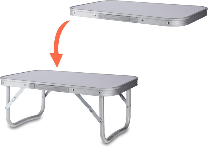 Spetebo Mini Campingtisch weiss klappbar - 56 x 34 cm - Aluminium Klapptisch niedrig - Alu Garten Pi