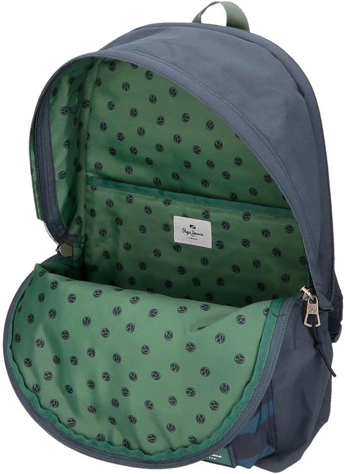 Pepe Jeans Tom Schulrucksack mit Zwei Fächern Blau PC-Rucksack, PC-Rucksack