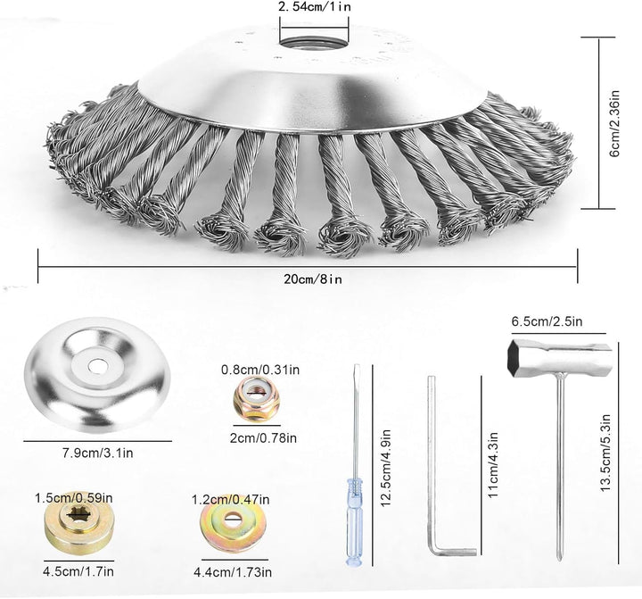 2 Stück Unkrautbürste für Freischneider mit 25,4mm Bohrung, Wildkrautbürste für Motorsense, Drahtbür