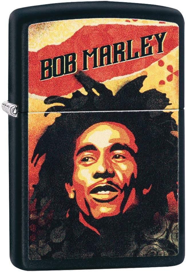 Zippo Feuerzeug Bob Marley Regular - Satin Chrome Schwarz, Matt, Schwarz, Matt