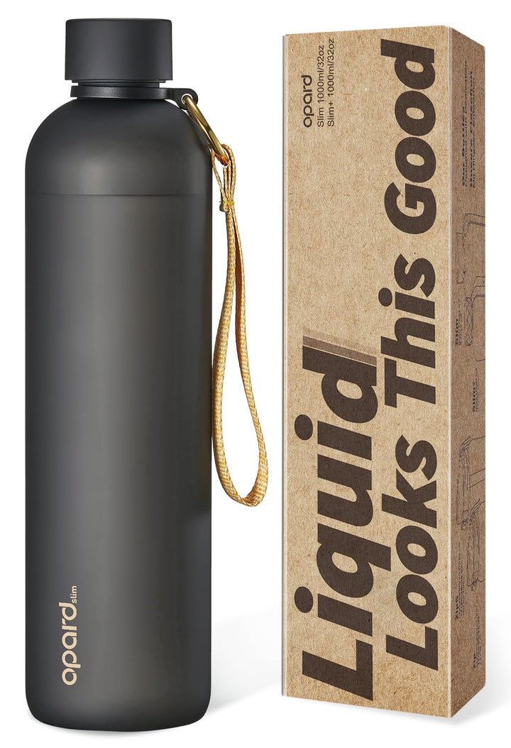 Opard Slim Trinkflasche 1l, Kohlensäure geeignet Wasserflasche, Water Bottle Spülmaschinenfest, BPA