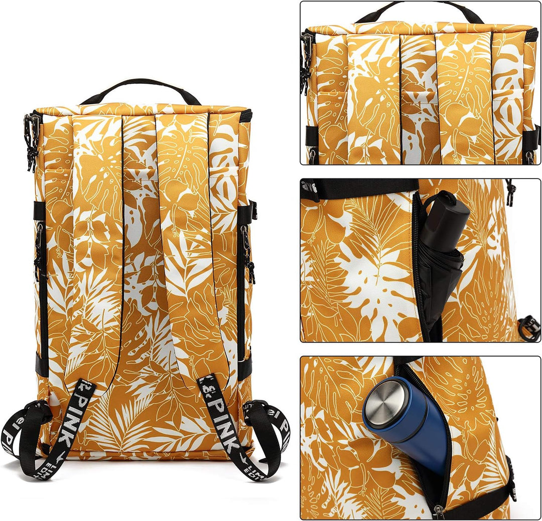 Sporttasche, Rucksack, 4-Wege-wasserdicht, mit Schuhfach für Reisen, Sport, Wandern, Laptop, senfgel