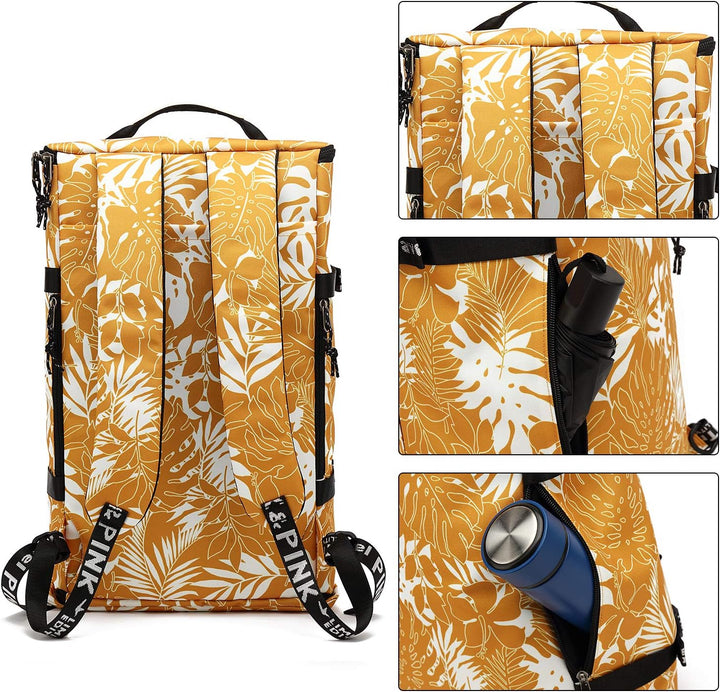 Sporttasche, Rucksack, 4-Wege-wasserdicht, mit Schuhfach für Reisen, Sport, Wandern, Laptop, senfgel