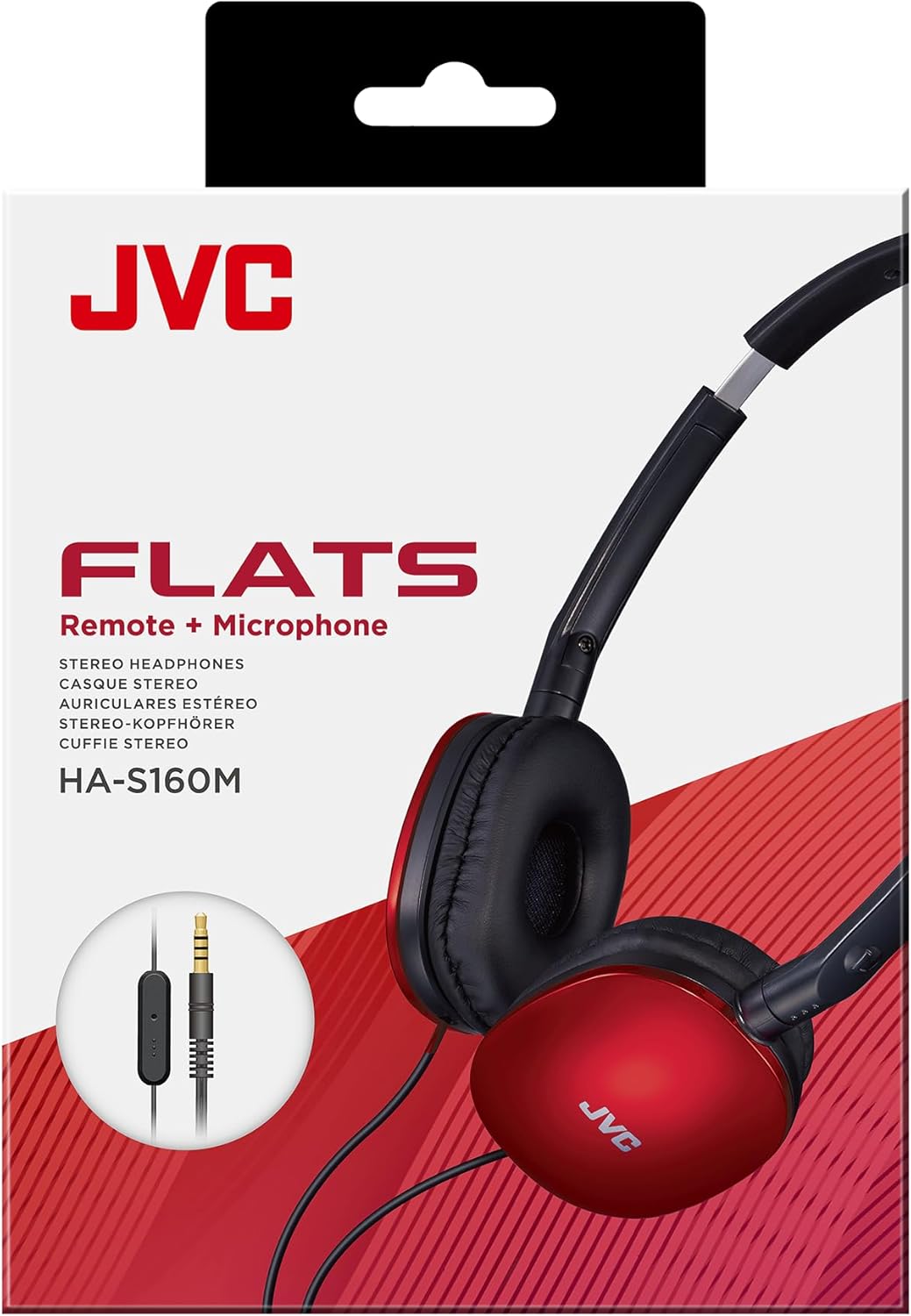 JVC HA-S160M-R - Flats Faltbarer und kompakter Kopfhörer in Glossy Trendfarbe, mit Schalter für Mikr
