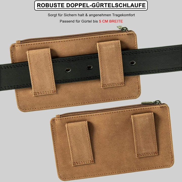 MATADOR Echt Leder Universal Handy-Tasche Holster Gürteltasche Magnetverschluss Quer für Handys bis