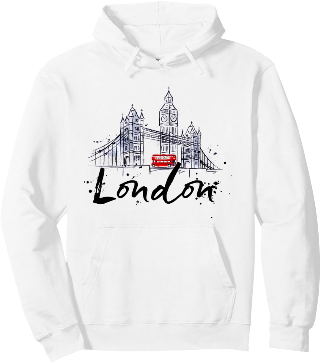 Cool Sketch Hand Drawn London Skyline Landmarks Illustration Pullover Hoodie