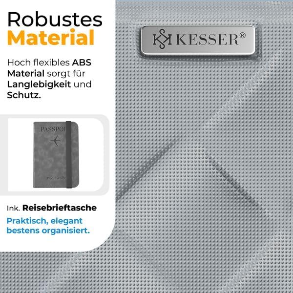 KESSER® Reisekoffer Set 3-teilig | Kofferset ABS Hartschalenkoffer mit Zahlenschloss, Kofferwaage &amp;