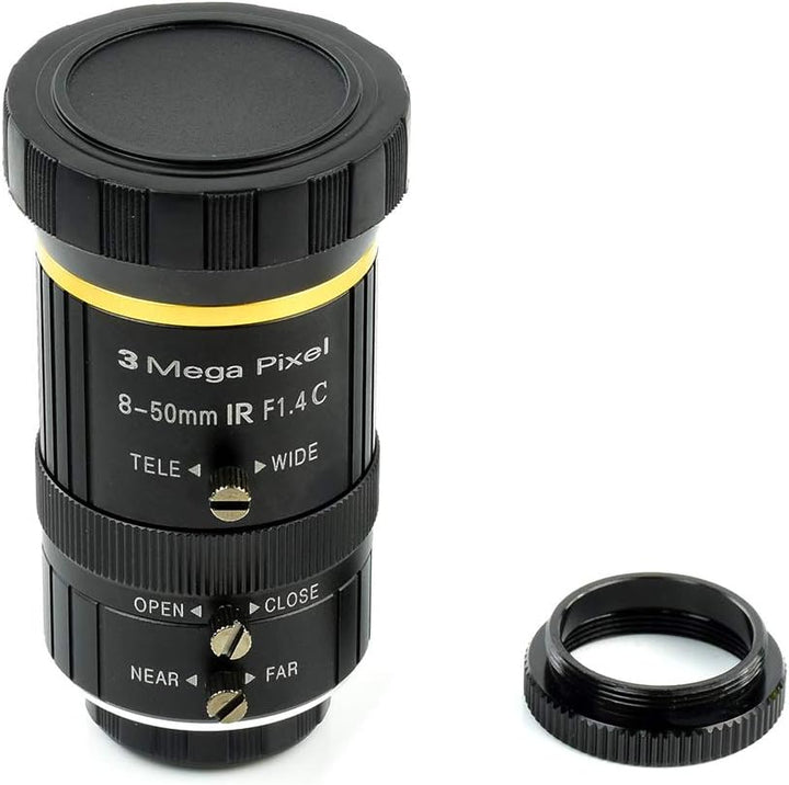 Waveshare Quality Industrial Zoom Lens 8-50mm Adjustable Focal Length with Adjustable Angle of View