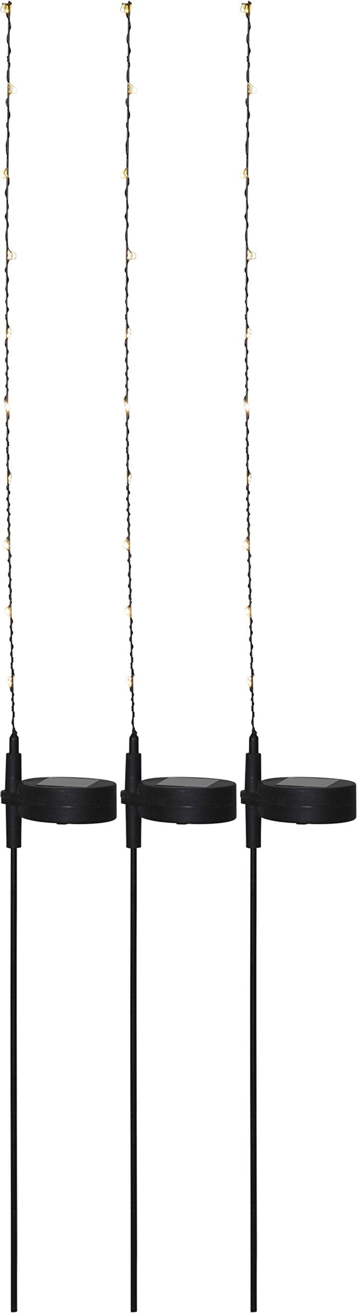 Solarstäbe 3er Set Model Flexy, schwarz, 10 warm weisse LED´s pro Stab, ca. 80 cm hoch
