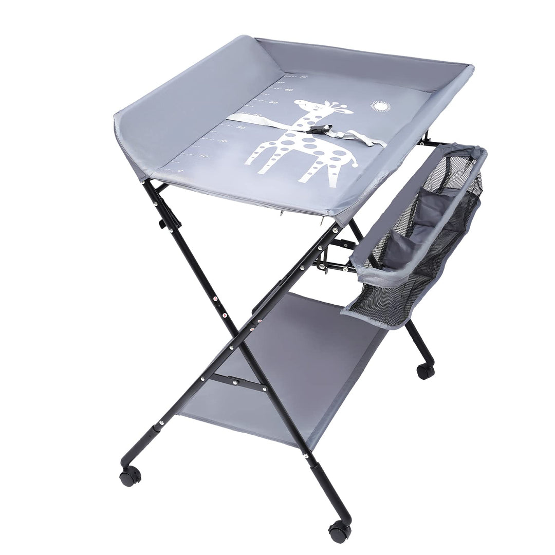 Wickeltisch Klappbar Mobil, Höhenverstellbare Wickelkommode Belastung 25 Kg, Baby Wickelkombi Mit Si