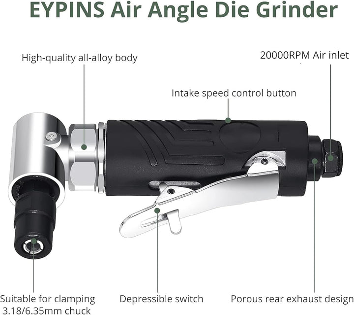 EYPINS Druckluftschleifer Set, Druckluft Winkelschleifer mit Schutzhülle Stabschleifer Gesenkschleif