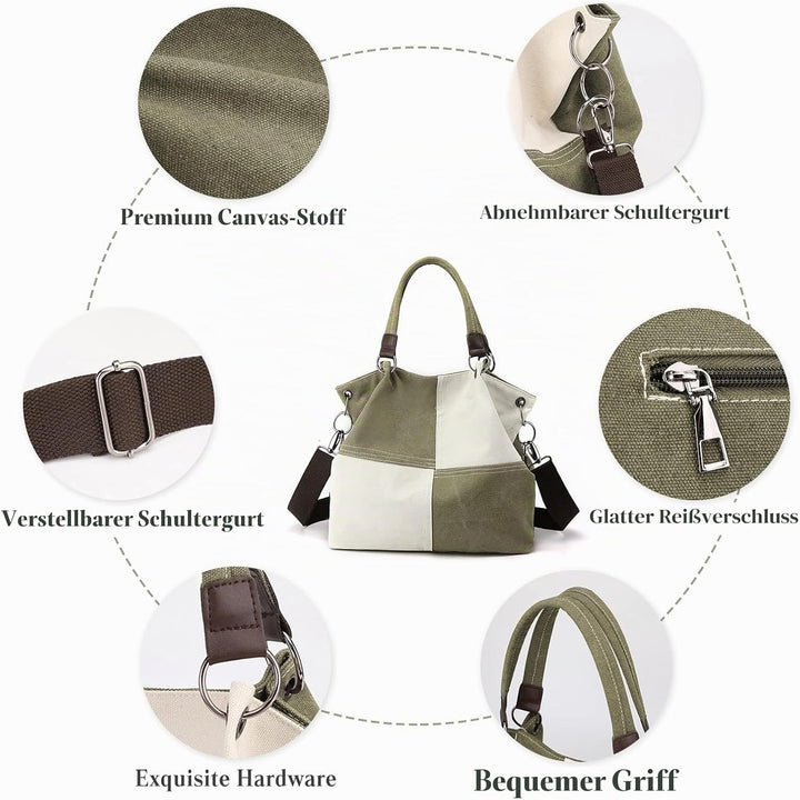 CORIOS Damen Schultertasche Canvas Handtasche Grosse Kapazität Umhängetasche Casual Tragetasche Mult