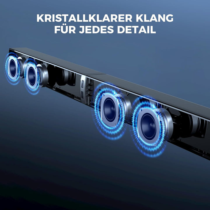 GarageRock Soundbar mit Subwoofer für TV Geräte, 120W 2-in-1 Soundbar TV Heimkino Soundsystem, 1 Set